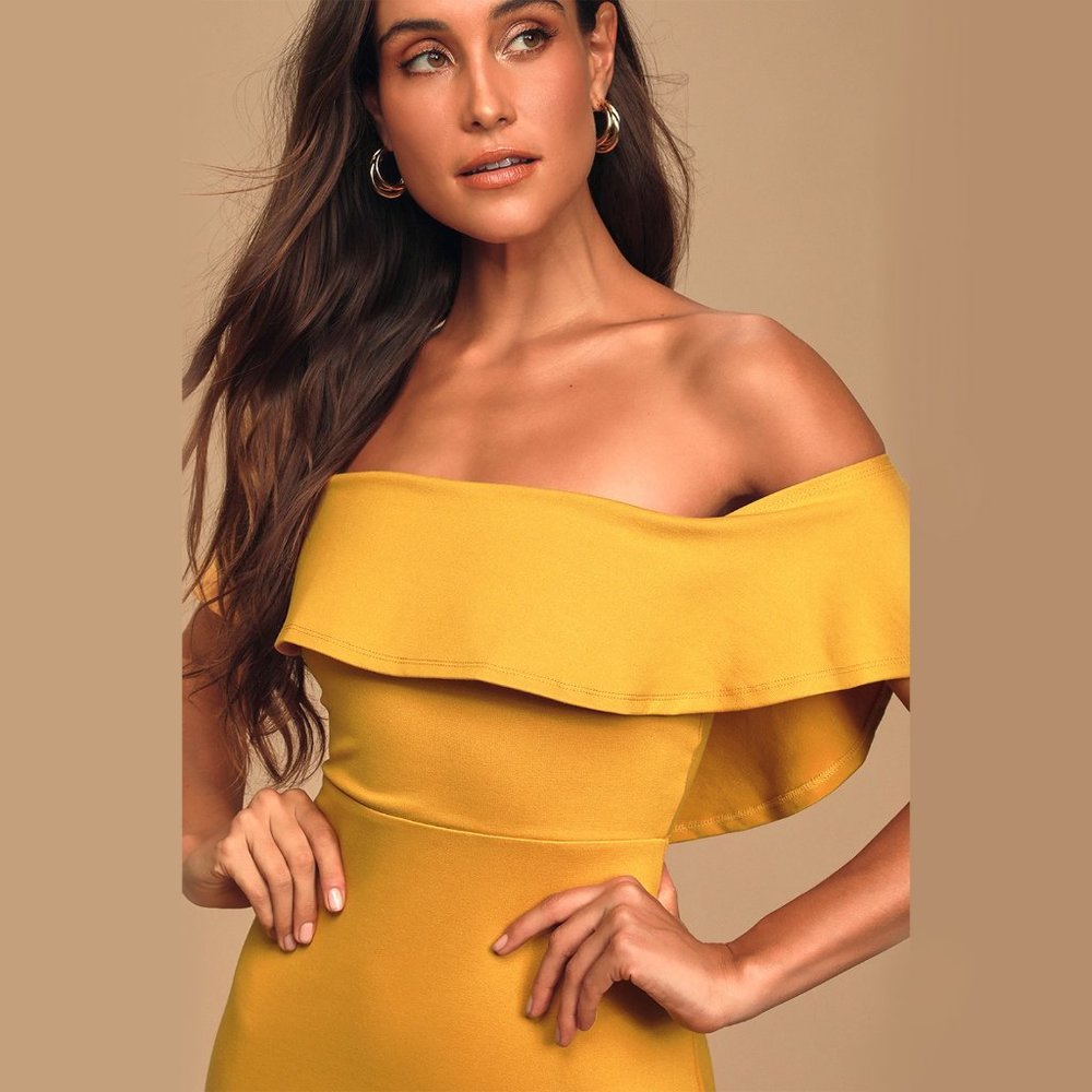Lulu's Off-the-Shoulder Bodycon Dress | Size S - Picture 3 of 10
